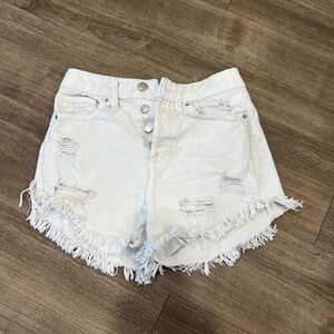 Wild Fable White Jean Shorts Distressed Frayed Hem